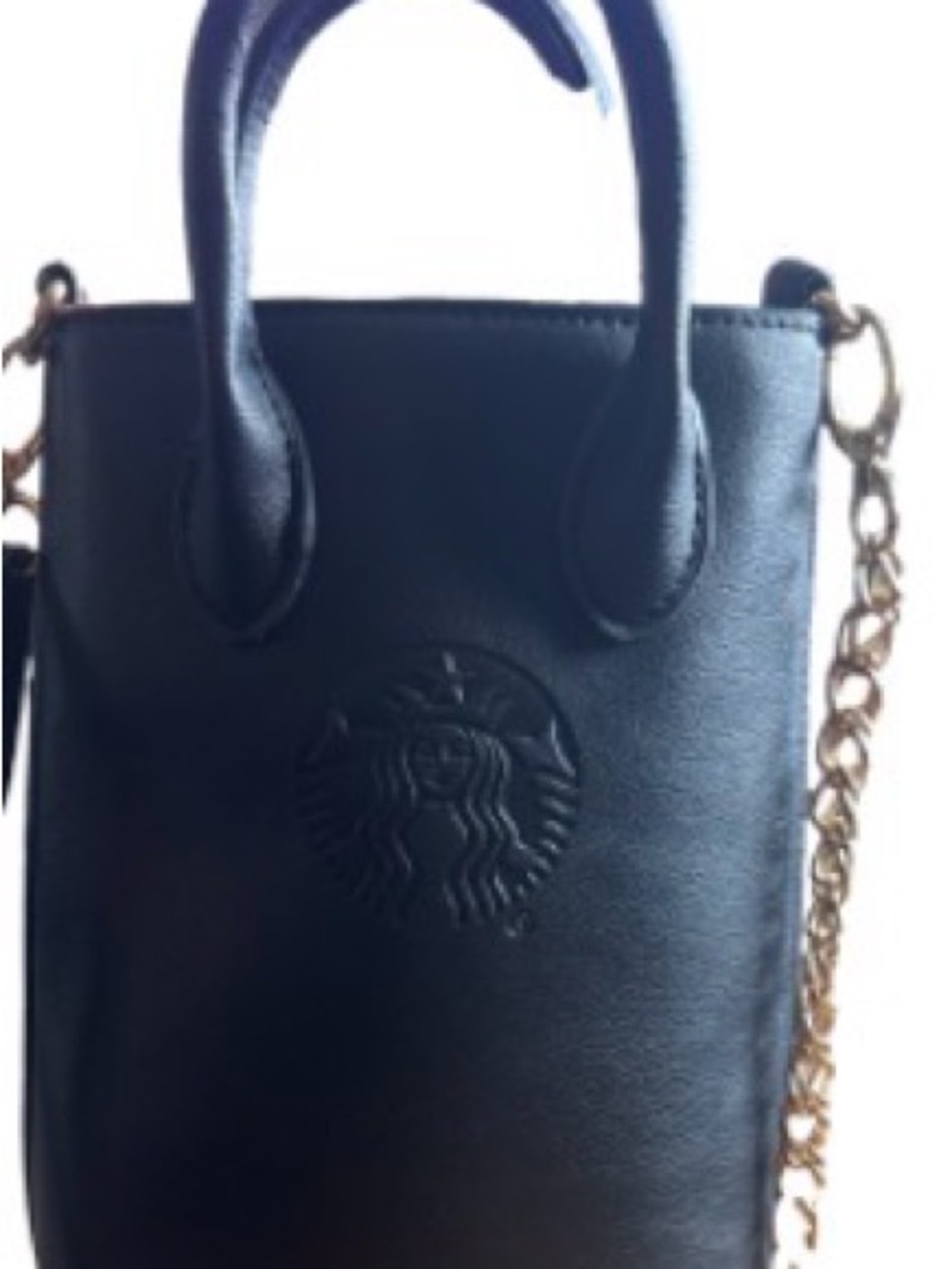 Starbucks Black Mini Tote with Red Lining and Gold Chain strap * - Picture 2 of 9